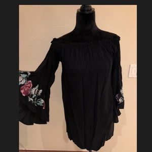 Embroidered off the shoulder dress